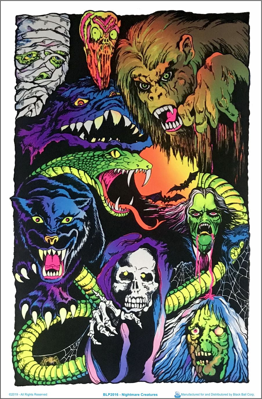 Nightmare Creatures Blacklight Poster Flocked 23" x 35"