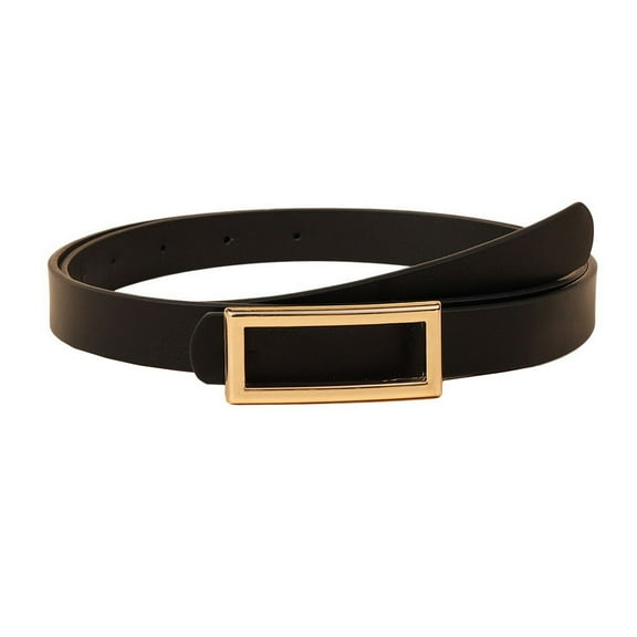 SWSMCLT Women's Faux Leather Belt Fashion Skinny Classic Metal Winter Fall Summer Buckle Adjustable Belts Black XX-Large