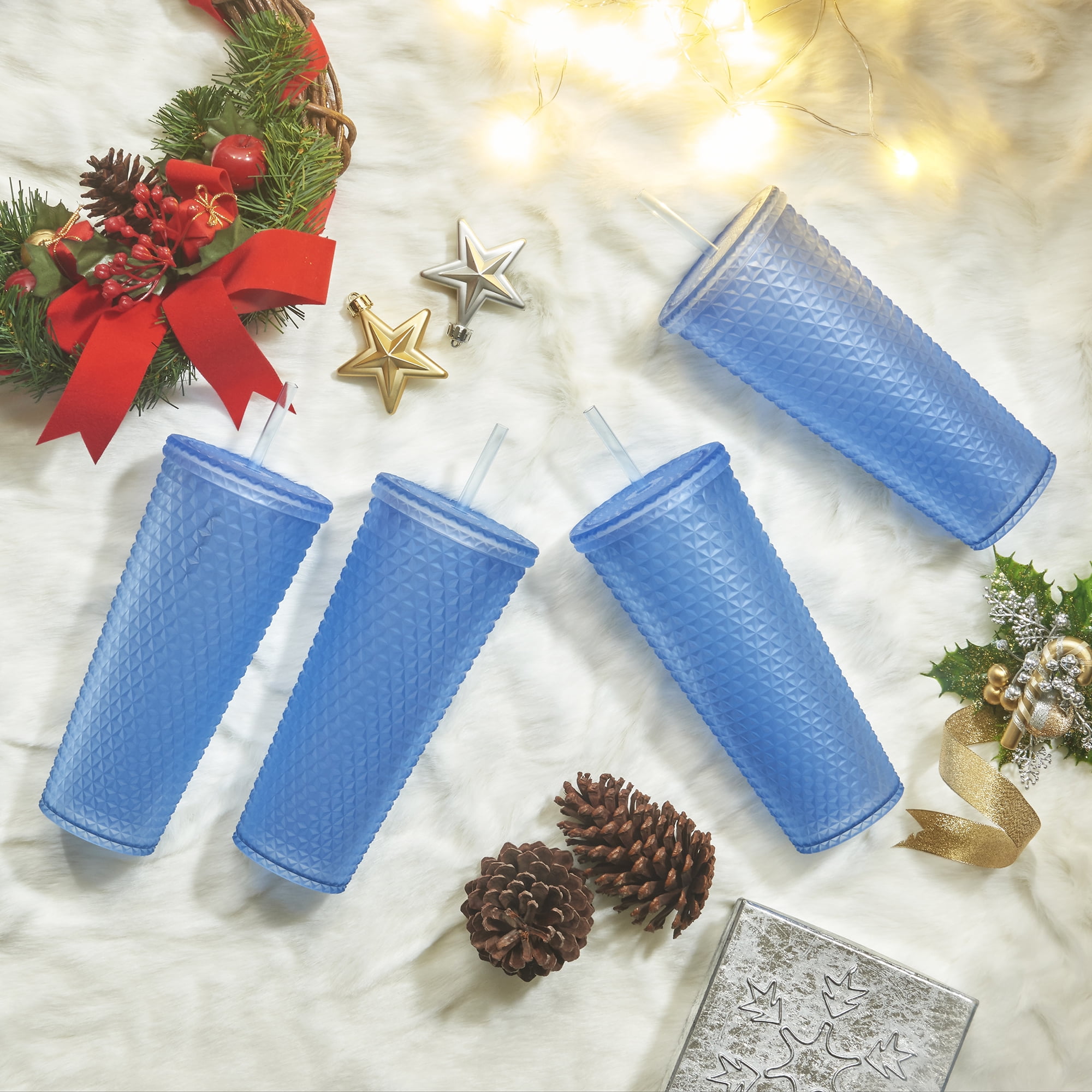 Mainstays 4-Pack Holiday Time Christmas Tumblers with Figural Straw $13.31  (Reg. $24) - $3.33/26 Oz Tumbler - Fabulessly Frugal