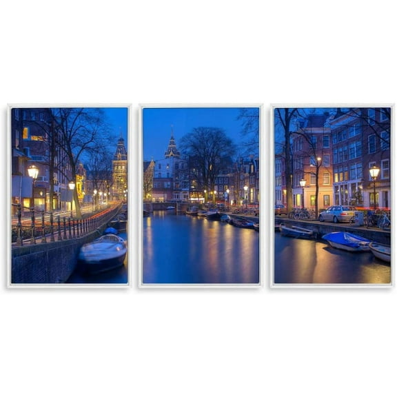 IDEA4WALL 3 Piece Framed Canvas Wall Art for Living Room, Bedroom Italy City Landscape Canvas Prints for Modern Home Decoration Ready to Hang