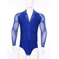 thumbnail image 3 of Kaerm Mens 2 Piece Latin Dance Outfits Long Sleeve Ballet Tango Ballroom Dance Leotard with Pants Blue M, 3 of 7