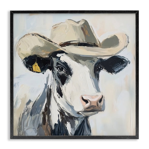 Stupell Industries Cowboy Carl Cow Black Framed Giclee Art, design by Tina LeCour