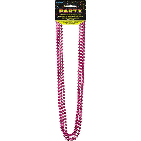 Metallic Mardi Gras Beads, 32 in, Hot Pink, 4ct (Best Mardi Gras Beads)