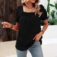 thumbnail image 5 of Taylonsss Women's Summer Solid Color Short Sleeve Tops Square-Neck Chiffon T- Blouse, 5 of 6