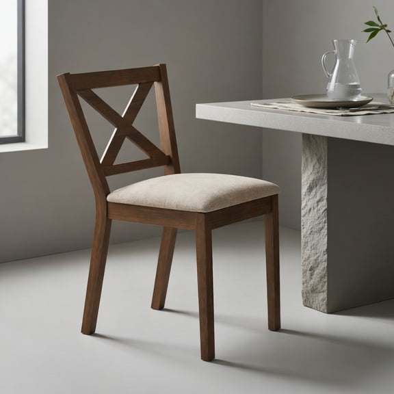 Barara King Modern Dining Chair Set of 2 with Upholstered Seat, Kitchen Chairs for Dining Room, Cafe Seating Furniture, Brown