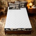 thumbnail image 4 of Erosebridal Mountain Bear Wildlife Zipper Full Size Comforter Sets with Fitted Sheet and 2 Pillowcases for Boys Men, Coniferous Tree Print Zipper Bedding Set, Beige, Reversible, 4-Piece, 4 of 7