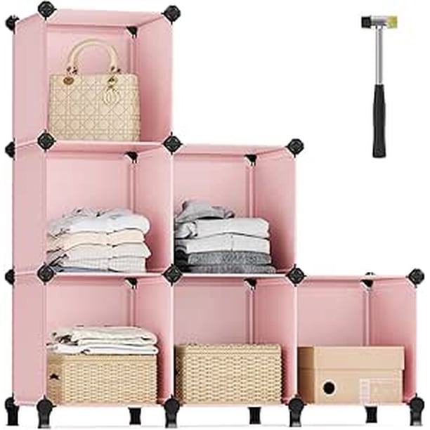 SONGMICS Estantería Modular 6 Compartimentos Organizador Plástico con Patas 30x30x30 cm