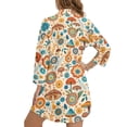 thumbnail image 2 of Xoenoiee Boho Mandala Mushroom Print Womens Modern Swimsuit Cover Up Button Down Shirt Dresses Tops V Neck Loose Bathing Suit Casual Blouse Resort Wear, Size S, 2 of 7