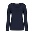 thumbnail image 3 of CQONEPT Womens Long Sleeve Shirts Scoop Neck Compression Undershitrts Lightweight Tops Athletic Tunic Dark Blue 2XL, 3 of 5