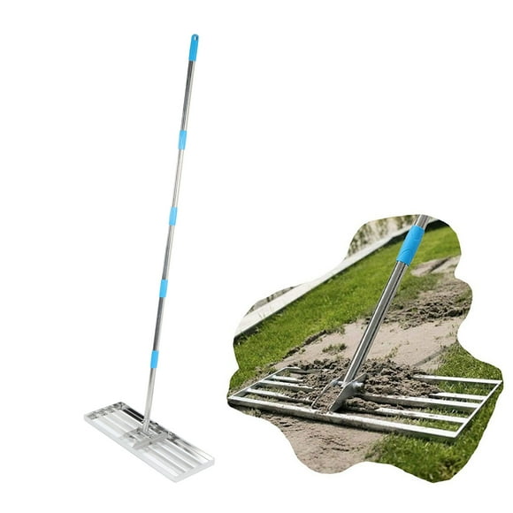 Lawn Leveling Rake, Lawn Leveling Garden Rake Portable Heavy Duty Lawn Tool Removable Adjustable Stainless Steel Lawn Rake for Garden Yard