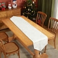 thumbnail image 5 of 70x13 Inch Christmas Table Runner,White Themed Polyester Fabric Dining Table Decoration for Holiday Dinner Party, Washable Centerpiece Cloth for Festive Setting, 5 of 6