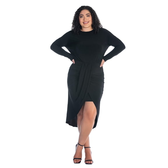 Plus Size Long Sleeve Tulip Knee Length Dress