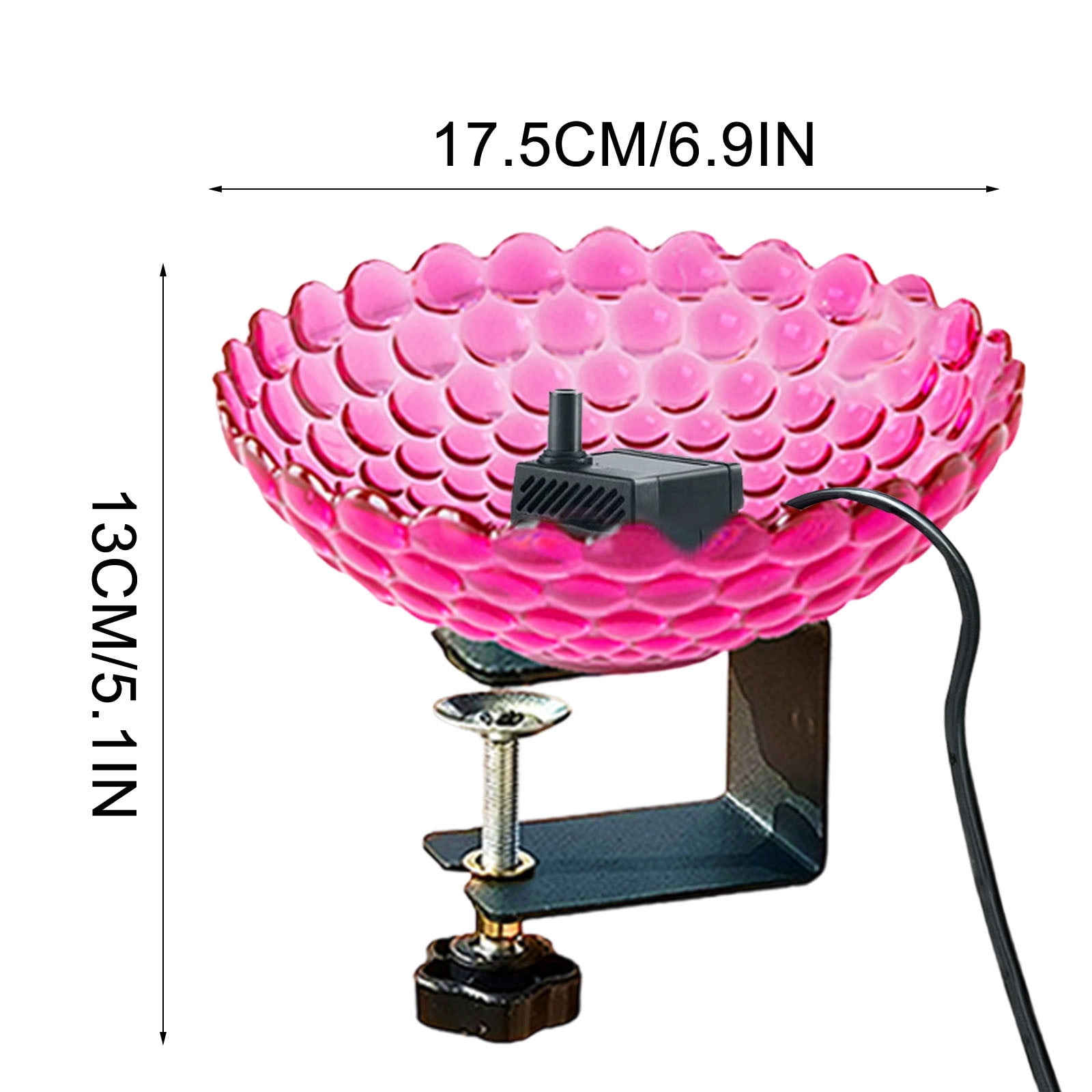 LHNFT Railing Bird Bath Fountain, Adjustable Clamp Deck Mounted Bubbler Feeder Deck Railing Metal Bird Bath for Outdoor Garden