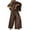 Brown, variant on Womens 2 Piece Outfits Solid Color Crewneck Shirts Wide Leg Pants Casual Set Summer Casual Loose Sweatsuits