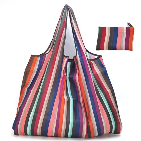 POITVD Reusable Grocery Bag Large Washable Foldable Nylon Heavy Duty Fits in Pocket Shopping Tote Bag