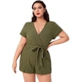 thumbnail image 1 of ORUYROP Women's Asymmetrical Solid Overlap Bodycon Workwear Skirt, 1 of 7