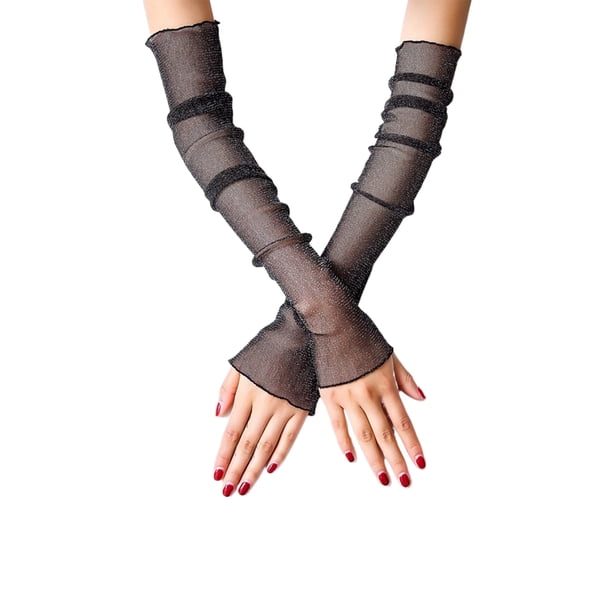 Wosthever Mangas de sol de moda para calentadores de brazos cómodos mangas de malla guantes de brazo de conducción verano Kits de decoración para fiestas Negro, 1 ud. 19.6 pulgadas