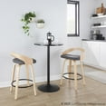 thumbnail image 3 of Grotto 26" Mid-Century Modern Fixed-Height Counter Stool with Swivel in Natural Wood and Grey Faux Leather with Round Black Metal Footrest by LumiSource - Set of 2, 3 of 9