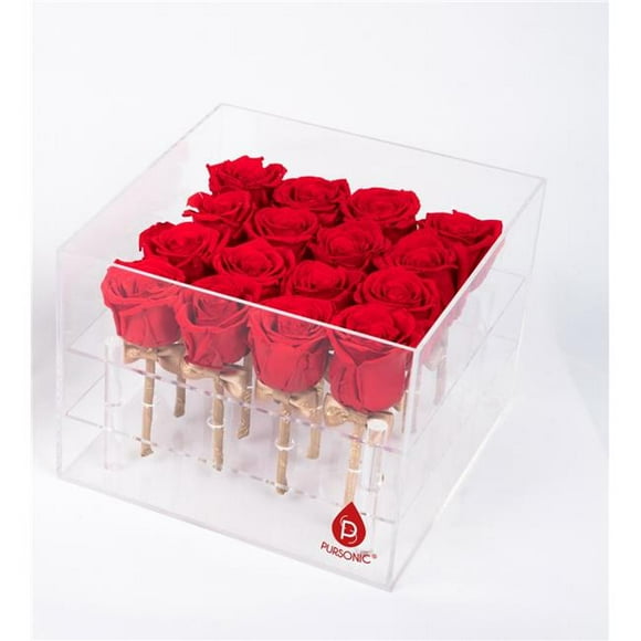 Pursonic PR16RD Preserved Roses&#44; Red - 16 Count