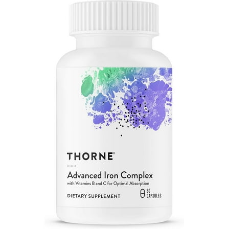 THORNE - Advanced Iron Complex (formerly Ferrasorb) - Complete Blood Support Formula* - B and C Vitamins for Optimal Absorption - 60 Servings