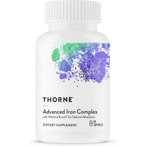 THORNE - Advanced Iron Complex (formerly Ferrasorb) - Complete Blood Support Formula* - B and C Vitamins for Optimal Absorption - 60 Servings