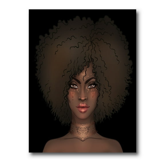 Designart ' Portrait of Afro American Woman III ' Modern Canvas Wall Art Print