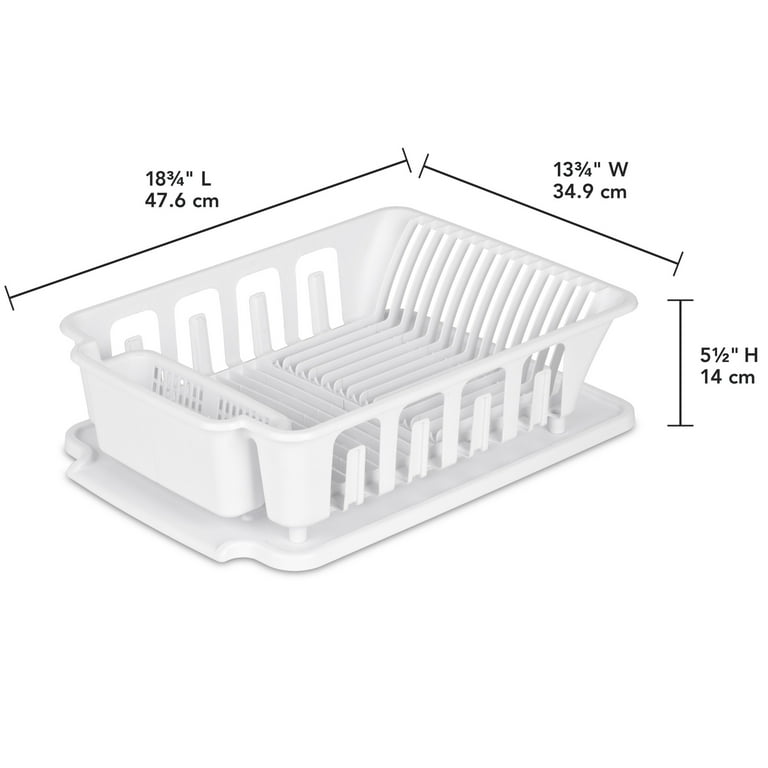 Sterilite Large 2-Piece Dish Drainer Set, White photo 2