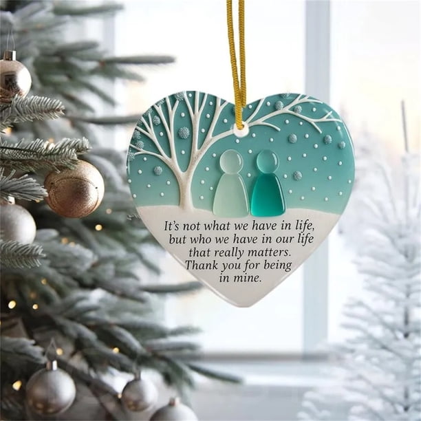 Adorno de La Amistad con Forma de Corazón de Vidrio Marino, Recuerdo de La Amistad, Adorno de Corazón de La Amistad para Árbol de Navidad.