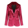 thumbnail image 2 of Hvyesh Casual Velvet Jacket Women Solid Shawl Collar 1 Button Velvet Blazer Trendy Office Work Short Coat Suit Jacket with Pocket, 2 of 6