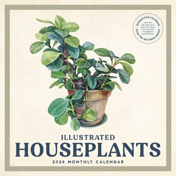 Houseplants Calendar 2026 | 12" x 24" Illustrated House Plants Wall Calendar 16 Month | Marble City Press