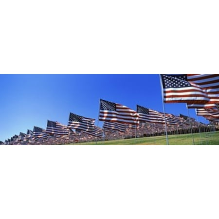American flags in memory of 911 Pepperdine University Malibu California USA Canvas Art - Panoramic Images (18 x (Best Of Malibu Strings)