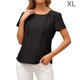 thumbnail image 1 of Camiseta de mujer Verano Cuello redondo Manga corta Casual Suelto Top, Negro, XL Inevent AP001321-04, 1 of 7