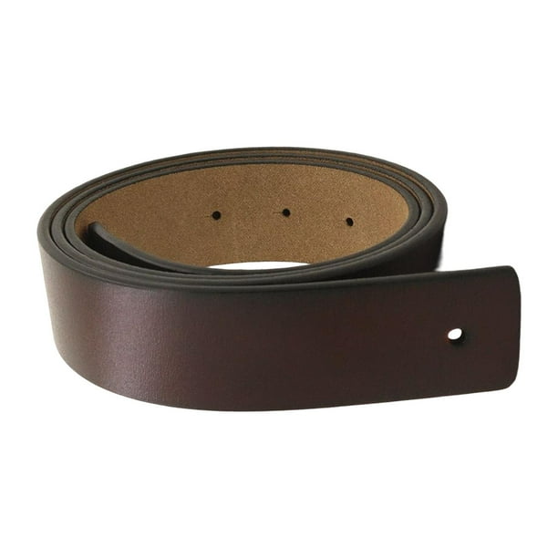 Cinturones de cuero PU para hombre, sin hebilla con agujeros, cinturón de repuesto para hombre. Marrón