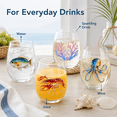 thumbnail image 6 of 4.3 x 3.3 in Artistic Ocean Life Glass Cup, Clear 2D Marine Design Drinking Glass for Water, Juice, Wine, Desk Display, Coastal Home Decor & Gift, 1Pc, 6 of 9
