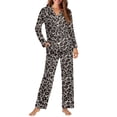 thumbnail image 2 of Garronmavis Black Leopard Womens Button Down Pajama Sets Loungewear Soft 2 Piece Pjs Sets Sleepwear Comfortable Nightwear for Women,Long Sleeve Top and Pants, 2 of 7