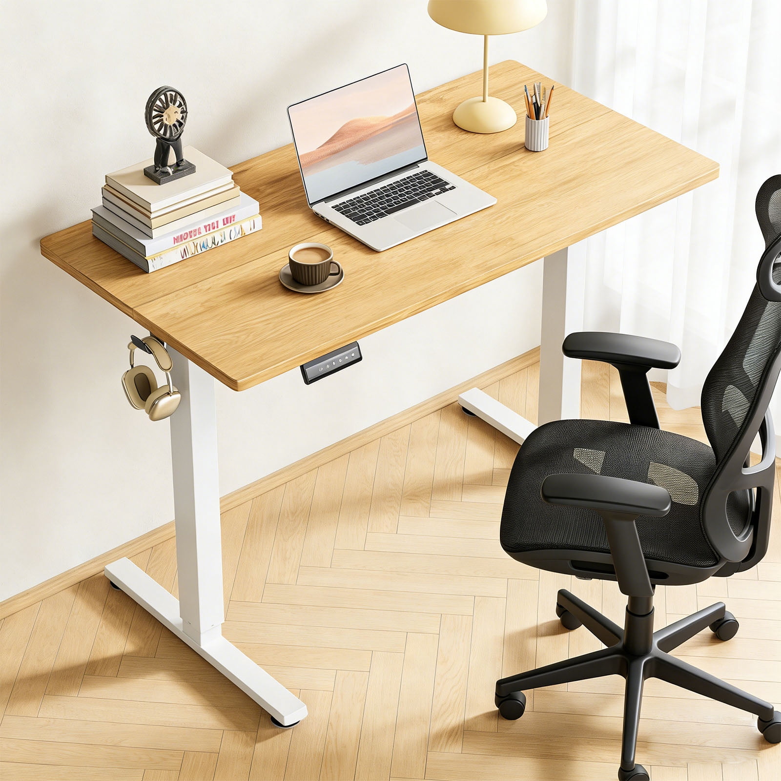 Casabay Electric Height Adjustable Standing Desk, 55"x24" Sit-to-Stand Desk Ergonomic Rising Computer Table for Home Office