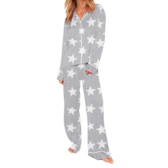 Bosfbaoi Pajamas Set for Women Short Sleeve Sleepwear Button Down Pjs Soft 2 Piece Lounge Sets S-XXL