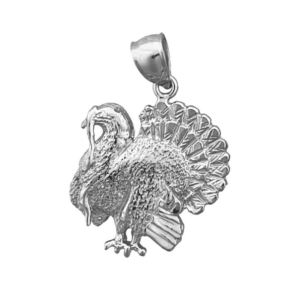 Rhodium Plated 925 Sterling Silver Turkey Pendant