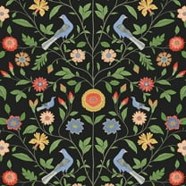 NextWall Bird Toile Peel and Stick Wallpaper 20.5 in. W x 18 ft. L - Onyx