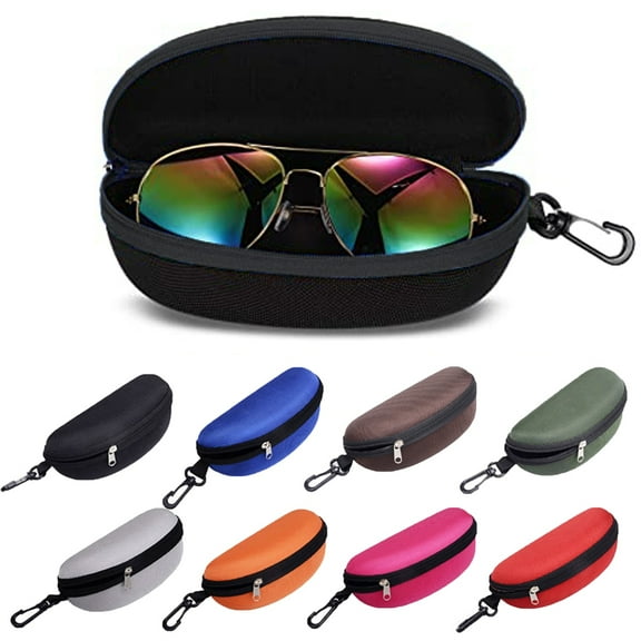 Visland Sunglasses Case, Portable Travel Zipper Eyeglasses Frame glasses Case Hook For Mens and womens