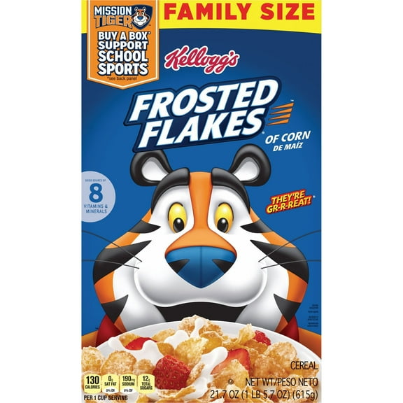 3 Pack of Kellogg's Frosted Flakes Cereal - Family Size - 21.7 oz (Packaging Varies)