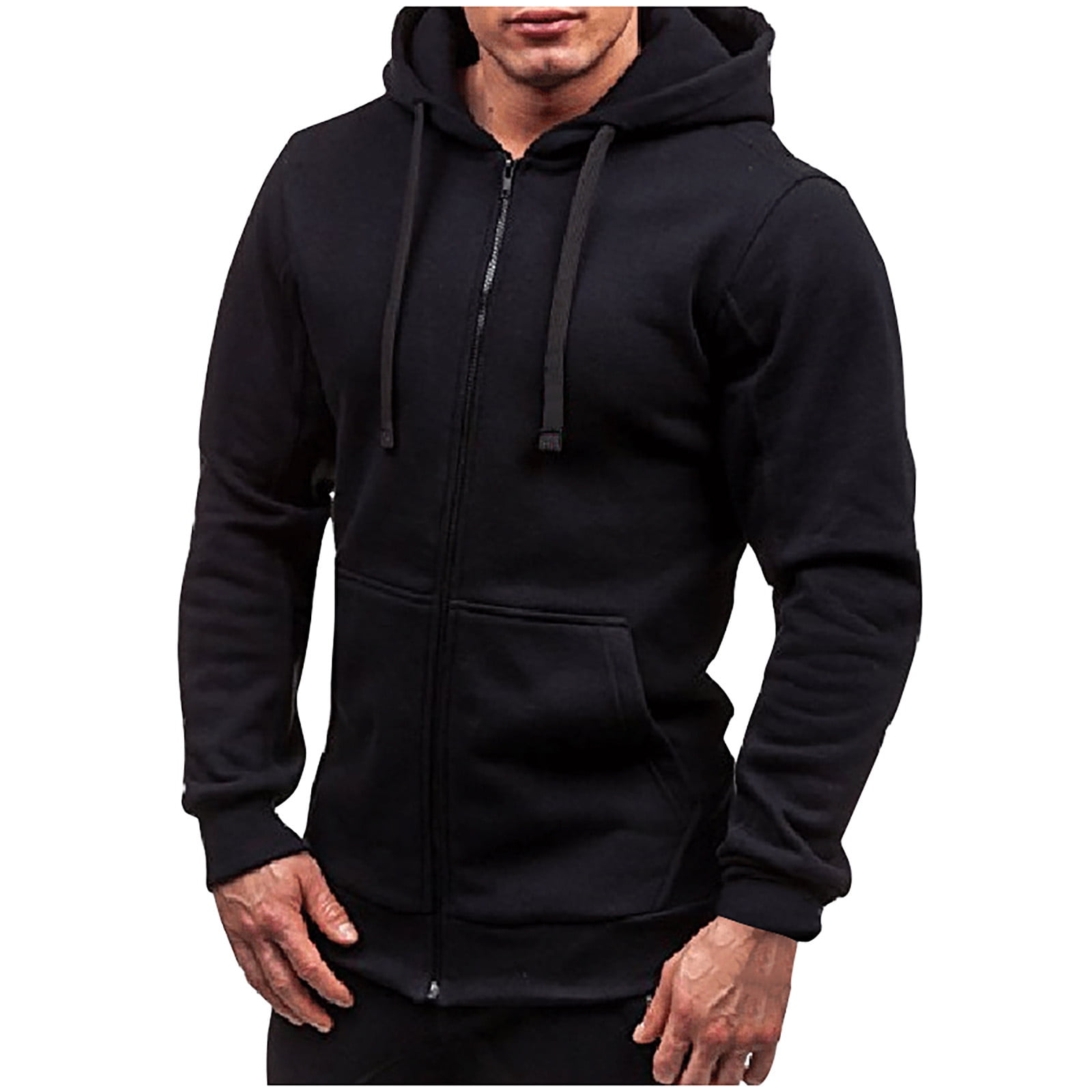 Mens Hoodies Lightweight Slim Casual Long Sleeve Solid Hooded Pullover Sweatshirts Outwear Jacket Coats with Pockets 