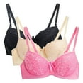 thumbnail image 4 of Sakmal Bralettes for Women Minimizer No Underwire Lace 3-Pack Lightly Lined Pink Bras for Women S, 4 of 4