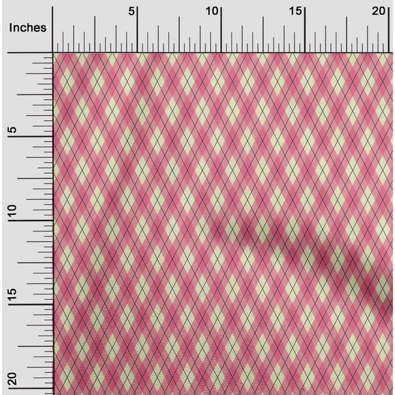 oneOone Viscose Chiffon Light Yellow Fabric Argyle Check Sewing Craft Projects Fabric Prints By Yard 42 Inches Wide