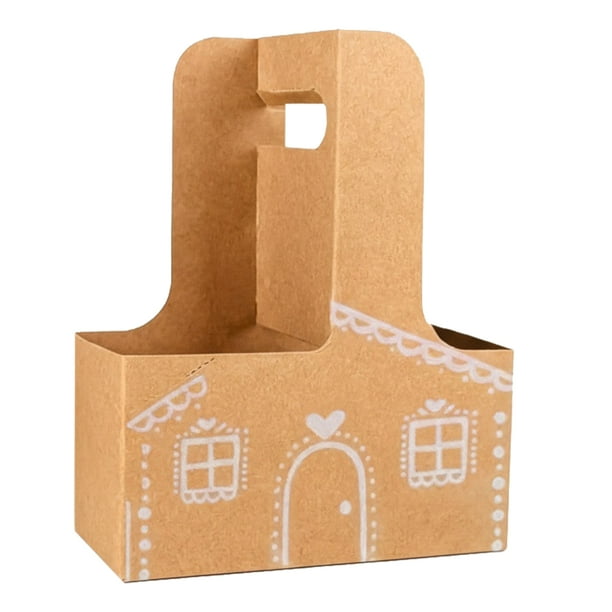 Billuyoard 5 portavasos de jengibre para hacer tú mismo, caja de regalo de casita de jengibre, pequeñas cajas para bebidas navideñas con asa. Kits de decoración para fiestas