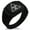 Black, variant on Stainless Steel Biohazard Triangle CZ Ribbed Needle Stripe Pattern Biker Style Polished Ring