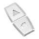 thumbnail image 3 of 2 piezas Etiqueta engomada del botón del interruptor de doble flash Decorar parche Reemplazo de adaptaciones de automóviles de aleación de aluminio plateado para X3 E83 2006-2010, 3 of 5