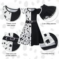 thumbnail image 2 of Benylion Girls Princess Dresses Cruella Costume Birthday Party Dress Cosplay Outfits Role Play Clothes Outfit for 3-4 Years, 2 of 6