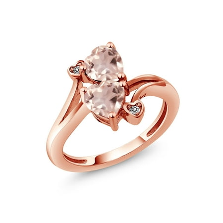 - 1.43 Ct Heart Shape Rose Rose Quartz 18K Rose Gold Plated Silver Ring