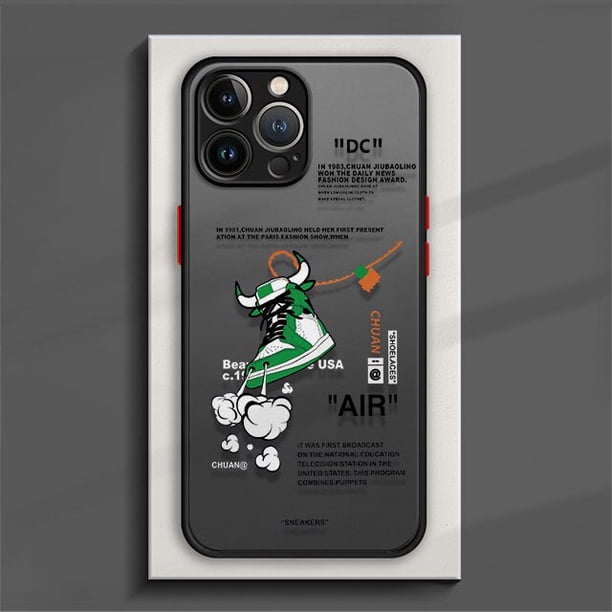 Funda de teléfono mate para iPhone 14, 13, 11, 12 Pro, XS Max, XR, X, 7, 8, 6, 6S Plus, MINI silicona Edge Hard PC Cover Street Sneakers Labels Fivean unisex